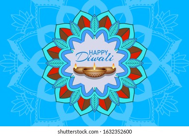 Background with mandala pantern for happy diwali festival illustration