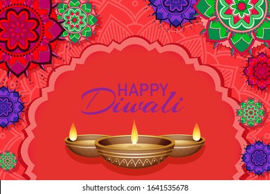 Background with mandala pantern for happy diwali festival illustration