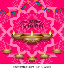 Background with mandala pantern for happy diwali festival illustration