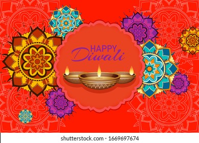 Background with mandala pantern for happy diwali festival illustration