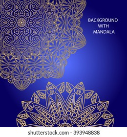 Background with Mandala. Round Ornament Pattern . Lace .blue illustration