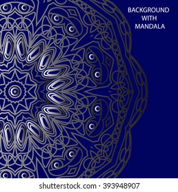 Background with Mandala. Round Ornament Pattern . Lace .blue illustration