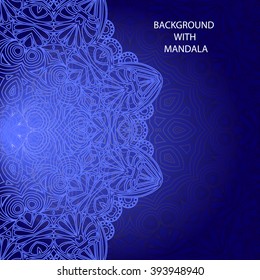 Background with Mandala. Round Ornament Pattern . Lace .blue illustration