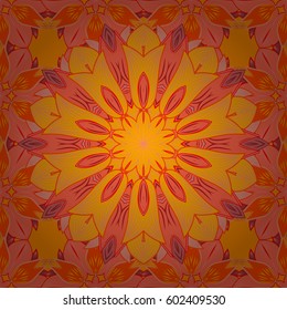 Background. Mandala vector floral flower oriental coloring book page outline template carpet. Seamless pattern with flowers.