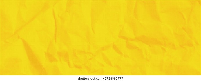 A background of mango pulp on crumpled paper. Two-color overlay using the paper collage technique. A close-up of a crumpled piece of yellow backdrop for fruit decoration. Dotted halftone texture.