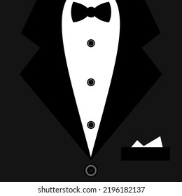 Background of a man's suit, shirt and bow tie.