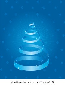 Background with many different snowflakes and Fur-tree
