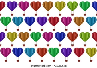 Background with many floating pattern balloons summer. Variety of colors is beautiful. isolated from a white. Vector illustrations