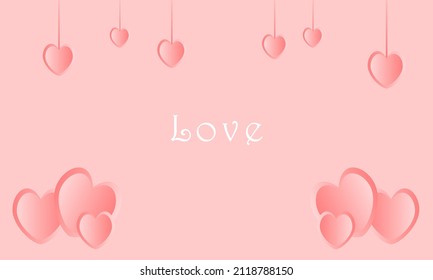 Background Many flying hearts. Simple design. Heart loves the background. Vector background.