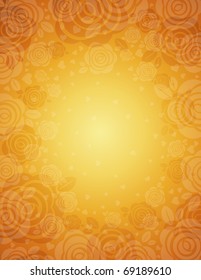 background with many golden roses, vector illustration