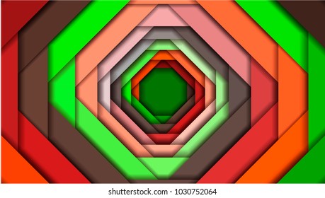 Background of many layers of colored paper is made in the concept of origami