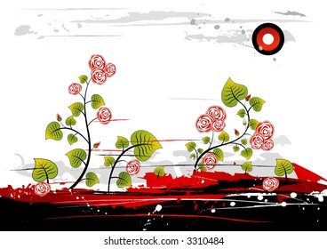 Background with many roses on white background,vector illustration