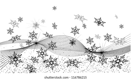 background with many snowflakes