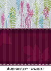 background with many tracing silhouettes of  leafs,  vector EPS10. Contains transparent objects