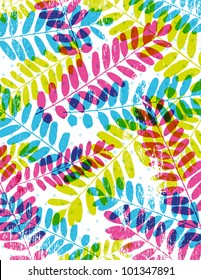 background with many tracing silhouettes of  leafs,  vector EPS10. Contains transparent objects