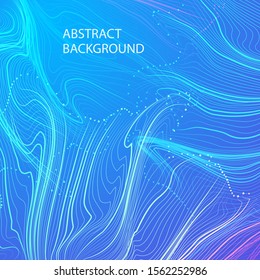 Background with many wavy multicolored deformed lines and dots. 
