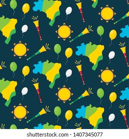 background map horn balloon sun brazil carnival festival vector illustration