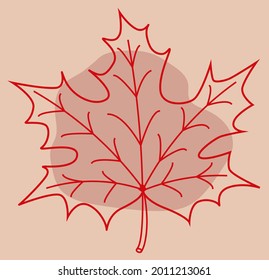 Background with a maple leaf. Autumn pattern. Delicate autumn colors. Red leaves. Autumn time.