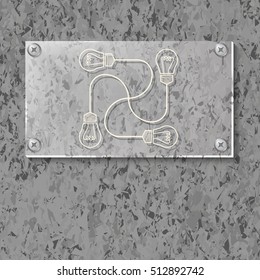 Background of marble with glass panel and idea symbol