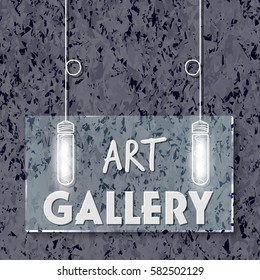 Background of marble with glass panel and the words art gallery