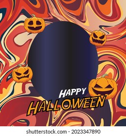 Background Marble Vector illustration halloween greetings with pumpkin monster