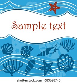 Background with marine animals. Summer background.