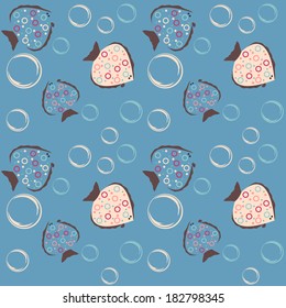 background of marine fish in retro style