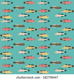 background of marine fish in retro style