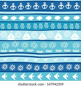 Background with marine motifs, wrapping paper