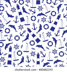 Background Marine objects. Nautical vector isolated set of objects ocean.