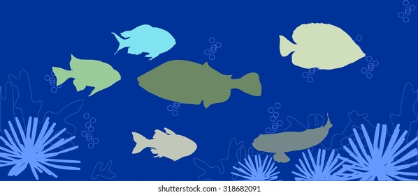 background with marine tropical fish