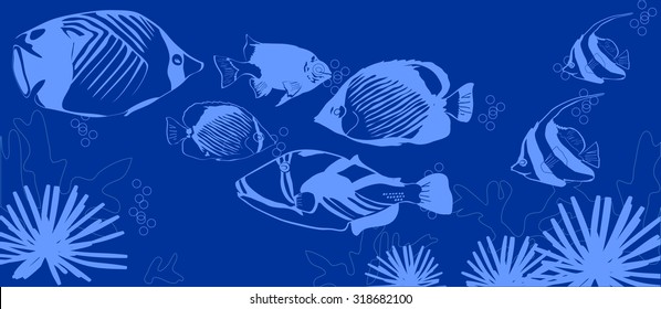 background with marine tropical fish