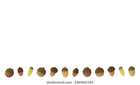 Background material with 6 types of acorns lined up.