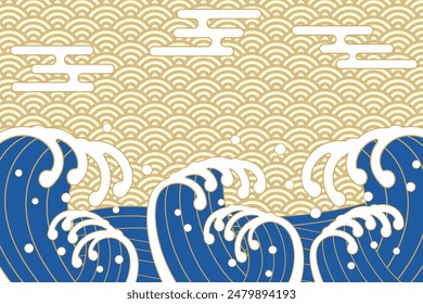 Background material of auspicious raging waves