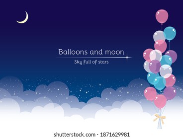 
It is a background material for balloons flying in the starry sky. Since it is vector art, it can be easily edited.