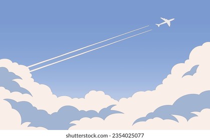 Background material of blue sky and contrails