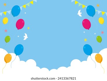 It is background material with blue sky and flying balloons.