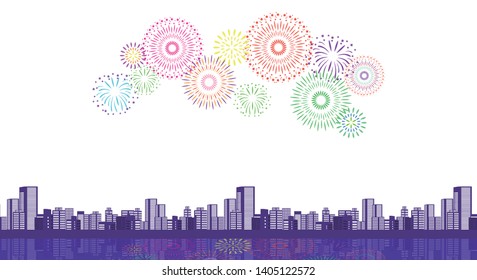 Background material of building and fireworks