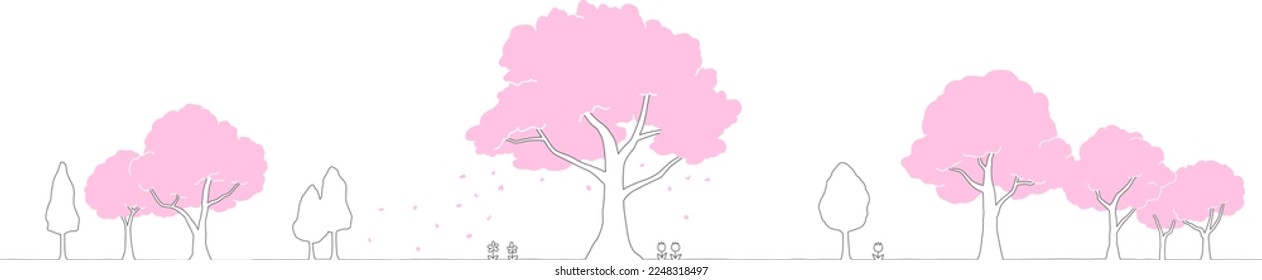 Background material by the park in the cherry blossom season