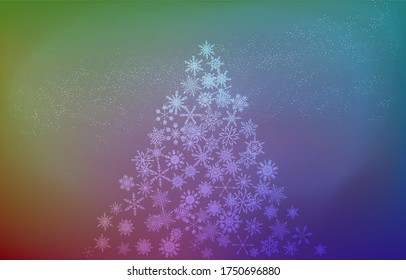 Material de fondo: Árbol de Navidad hecho de nieve y cielo estrellado, versión de gradiente iridiscente