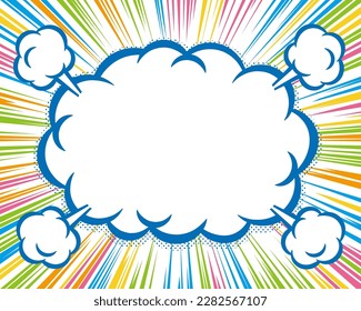 Background material with a cloud-shaped frame and colorful concentrated lines.