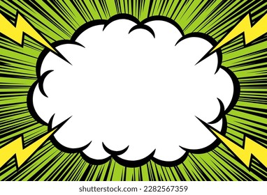 Background material of cloud-shaped frame and lightning.