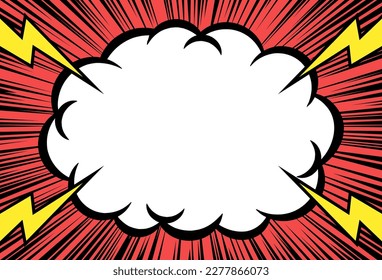 Background material of cloud-shaped frames and lightning.