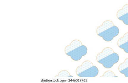 Background material of cool blue Japanese pattern flower-shaped tiles