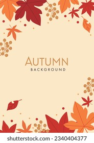 Background material designed with autumn leaves and nuts	