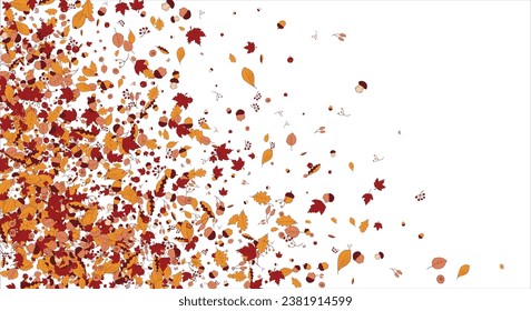 Material de fondo diseñado con hojas de otoño, ramas, bayas, frutas, setas. Ilustración del vector