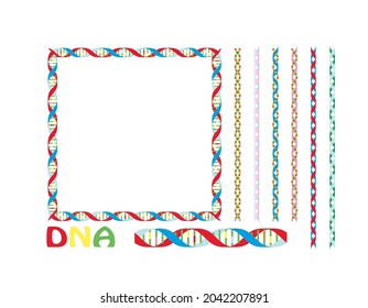Hintergrundmaterial DNA-Gen-Design Illustration, Satz von vorgegebenen Linien und Rahmen. Vektorgrafik