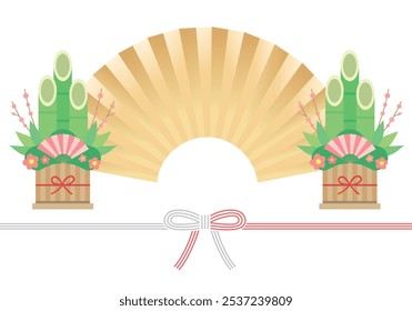 Background material of fan and kadomatsu