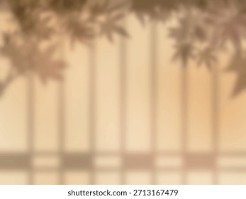 Material de fundo com telas de shoji e sombras de folhas de bordo moldadas na parede