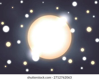 A background material featuring a sparkling, moon-like luminous sphere